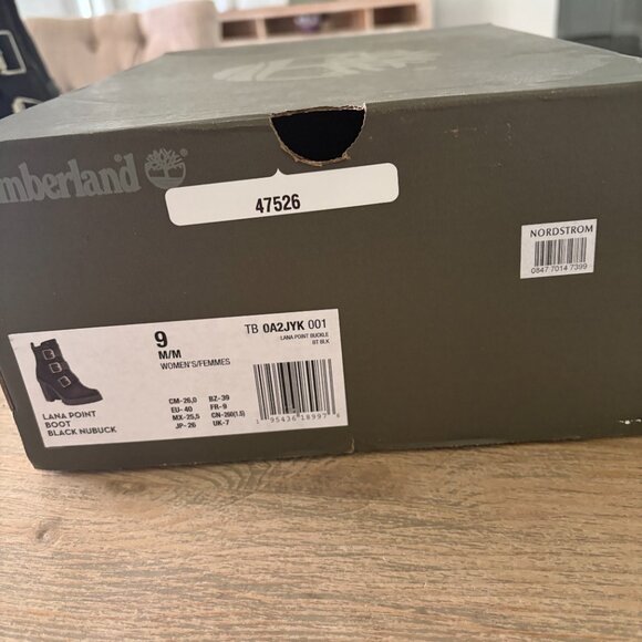 Timberland Women Lana Point Black Leather Buckle Moto Ankle Heel Boots sz 9 - Picture 9 of 9